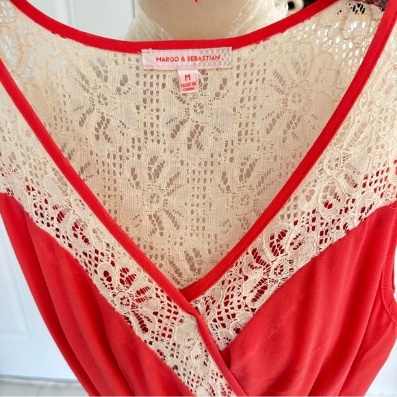 Chic Coral Lace Midi Dress - Picture 2 of 2